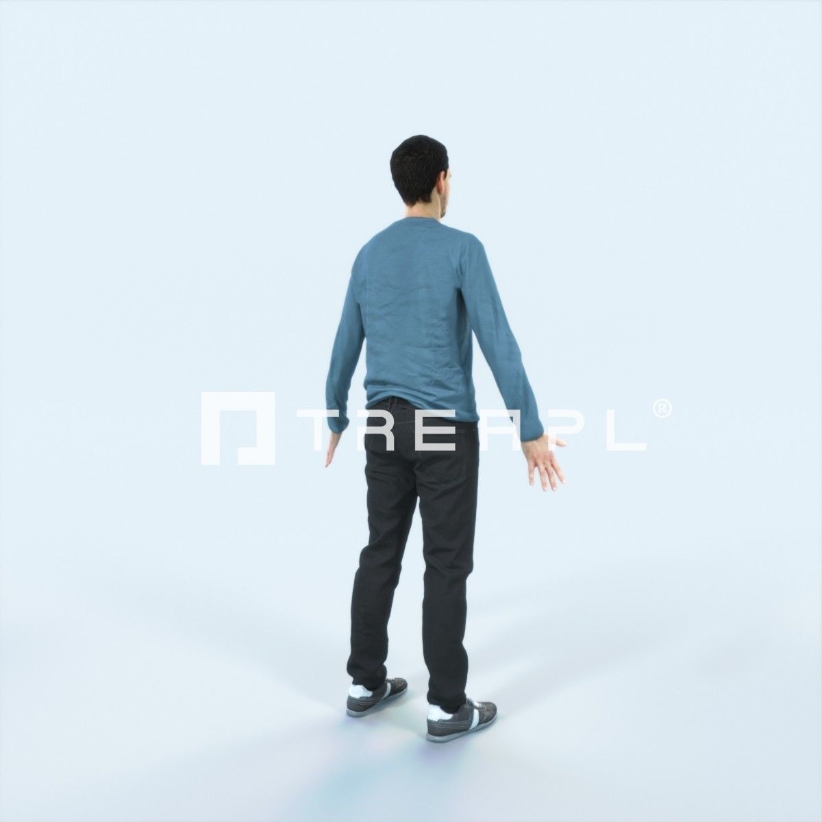 Jest 08F Animated Rigged Casual Man Low-poly 3D model_3