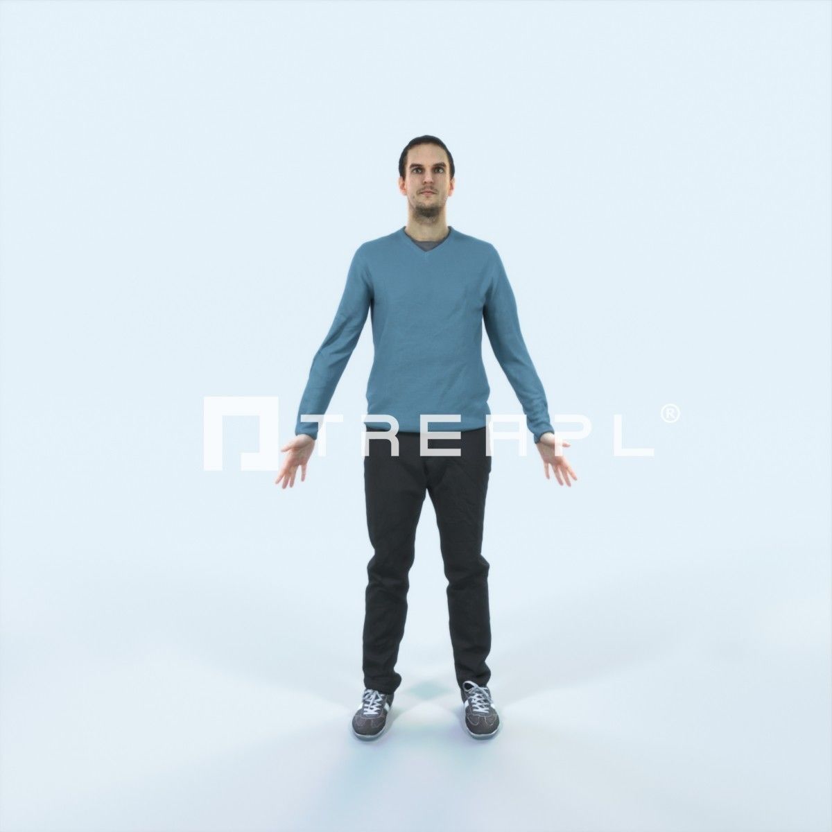 Jest 08F Animated Rigged Casual Man Low-poly 3D model_1