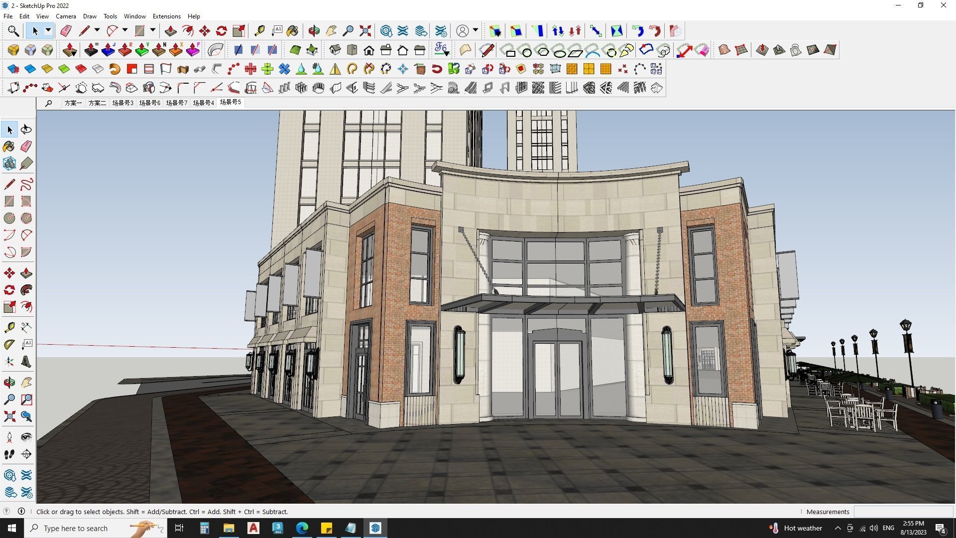 6 Classical Apartment building with Shopping mall 3D model_1