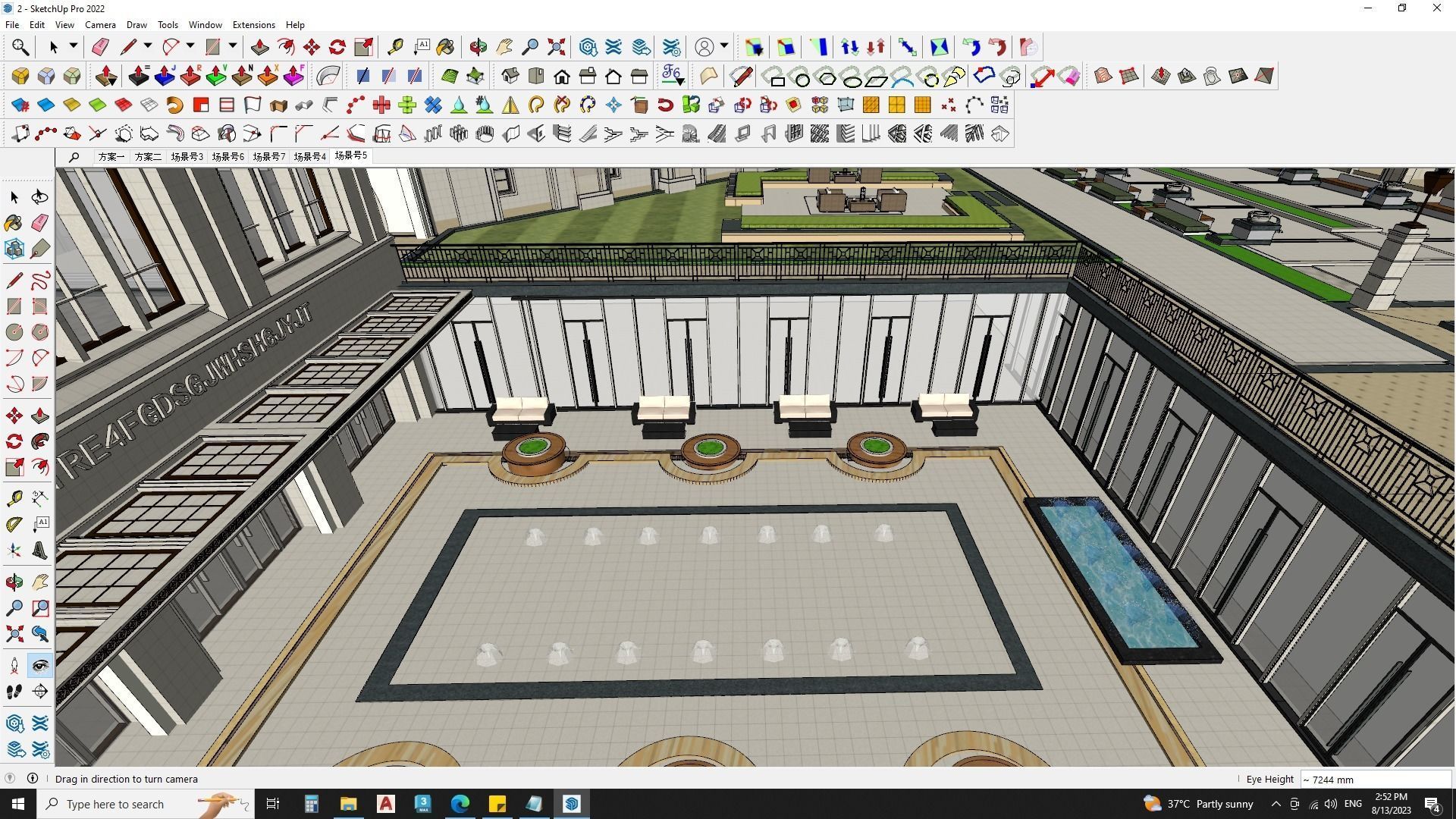 6 Classical Apartment building with Shopping mall 3D model_8