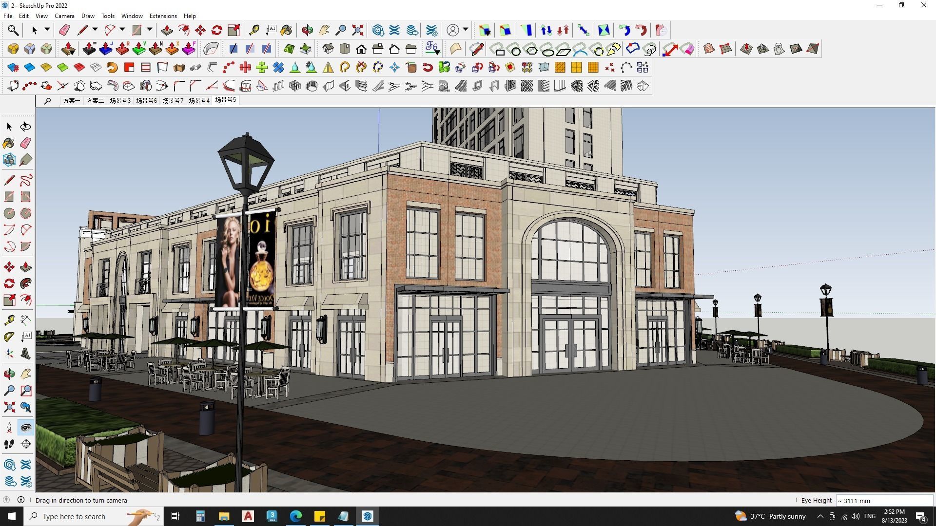 6 Classical Apartment building with Shopping mall 3D model_5
