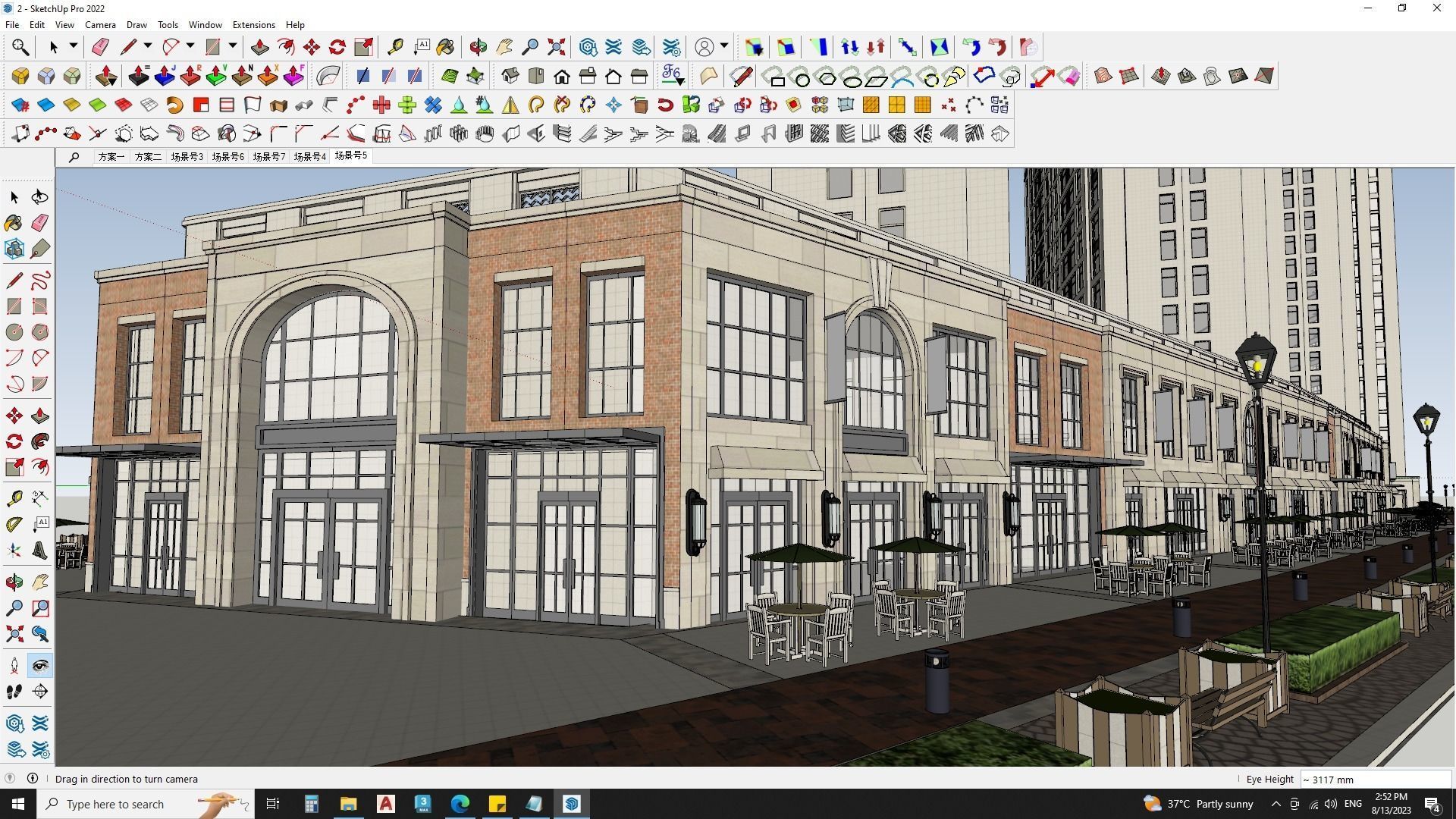 6 Classical Apartment building with Shopping mall 3D model_6