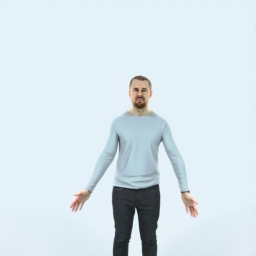 Master 01C Animated Rigged Casual Man Low-poly 3D model
