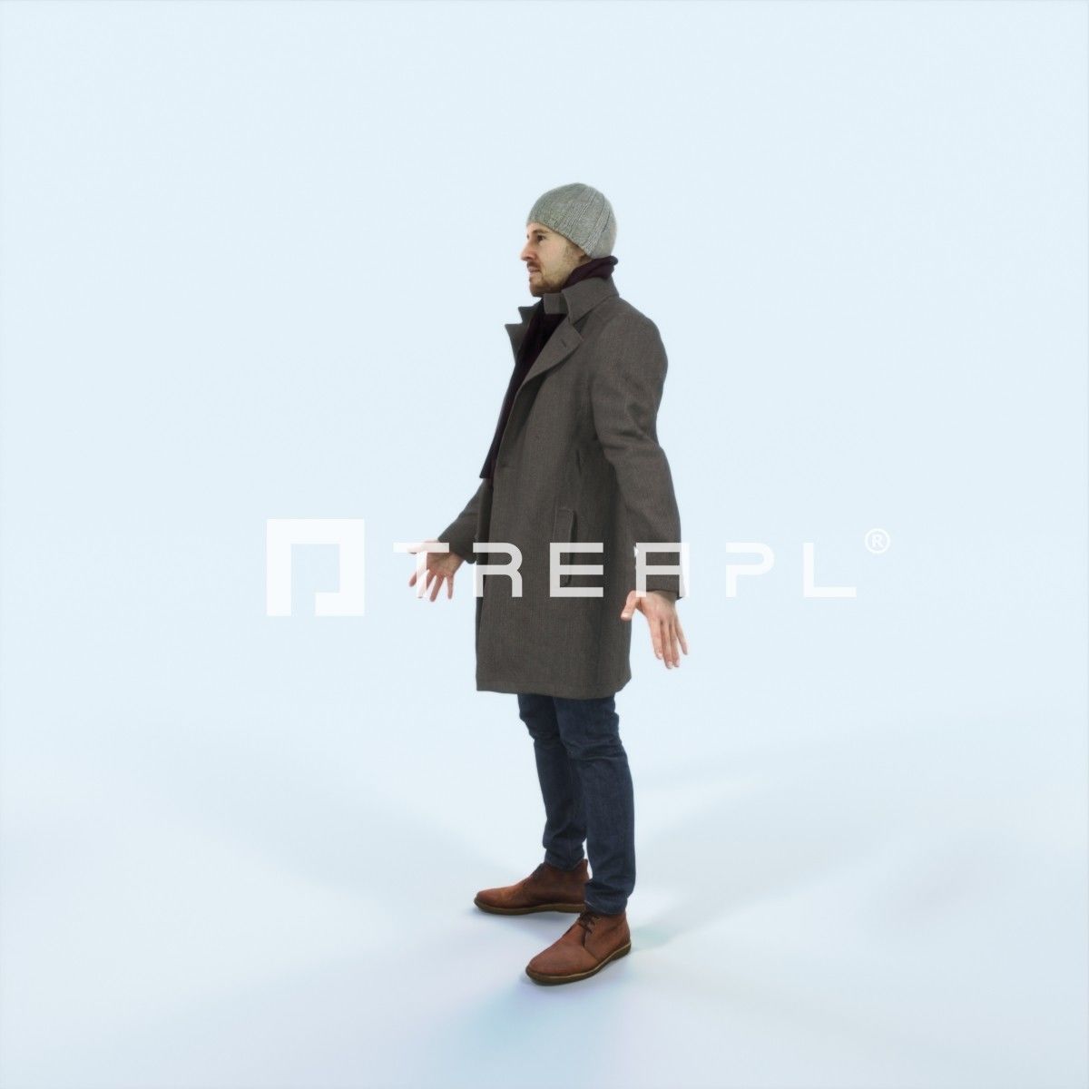 Master L Animated Rigged Winter Coat Business Man Low-poly 3D model_5