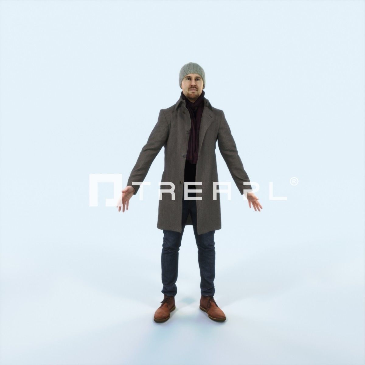 Master L Animated Rigged Winter Coat Business Man Low-poly 3D model_1