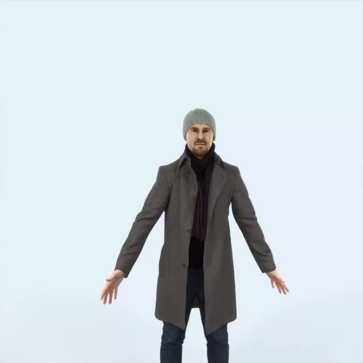 Master L Animated Rigged Winter Coat Business Man Low-poly 3D model_0