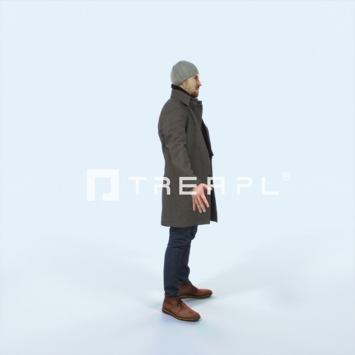 Master L Animated Rigged Winter Coat Business Man Low-poly 3D model_2