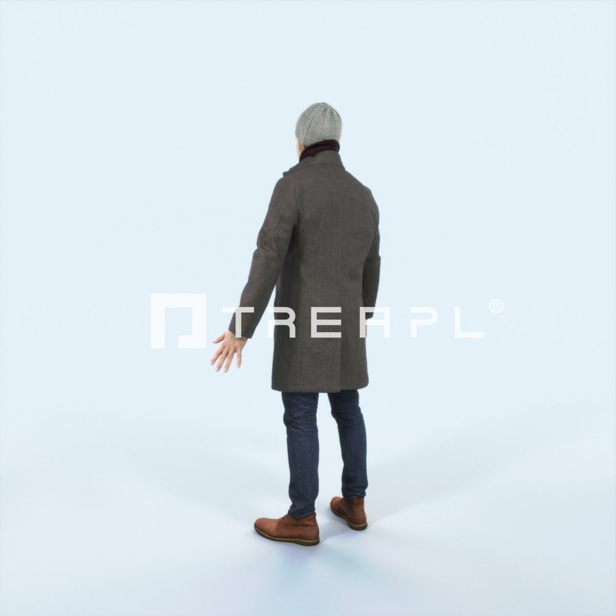 Master L Animated Rigged Winter Coat Business Man Low-poly 3D model_4