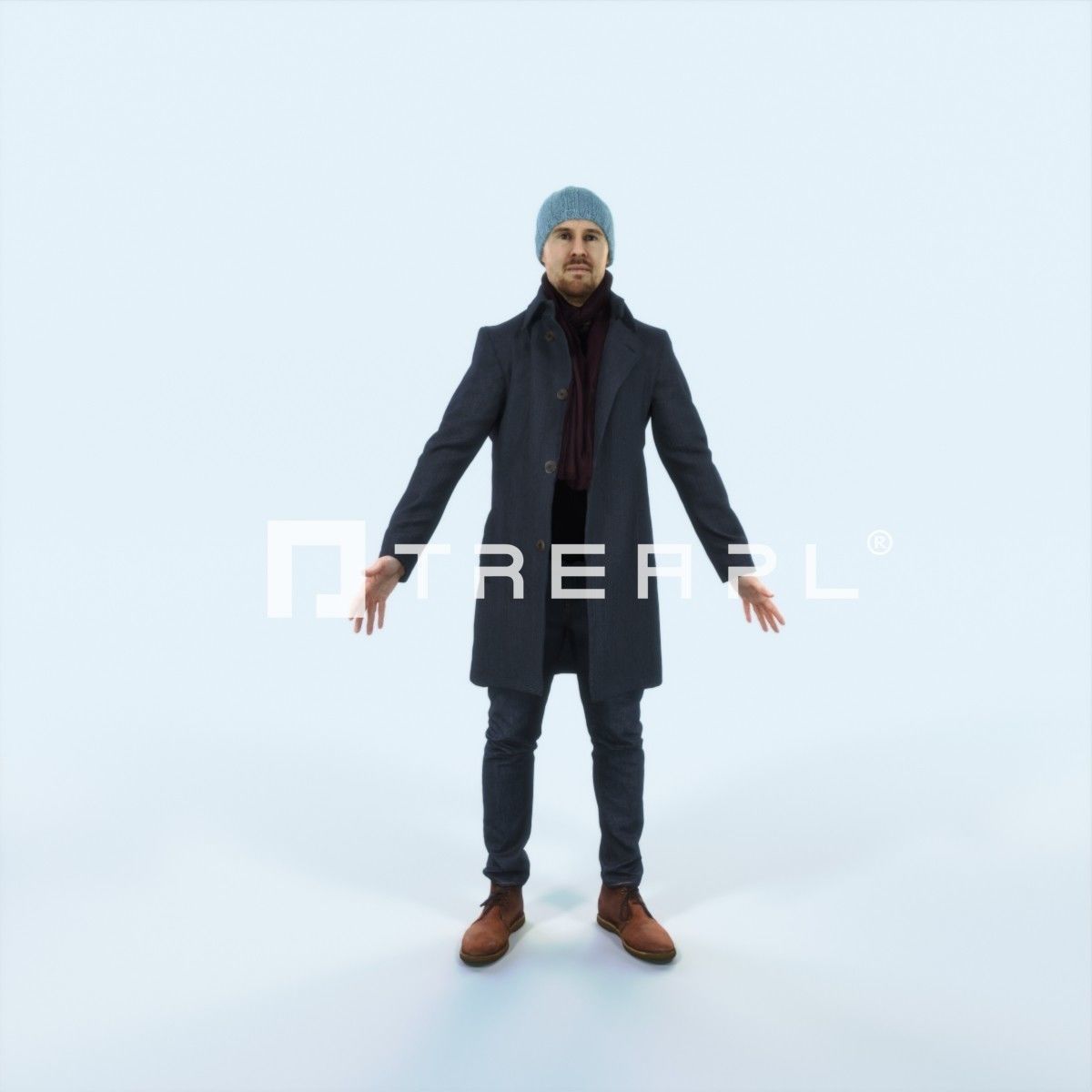 Master K Animated Rigged Winter Coat Business Man Low-poly 3D model_1