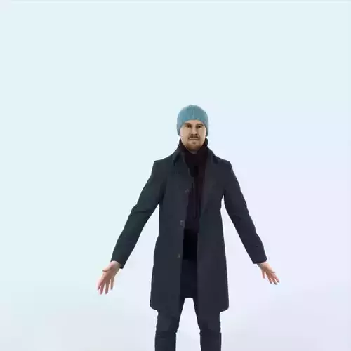 Master K Animated Rigged Winter Coat Business Man