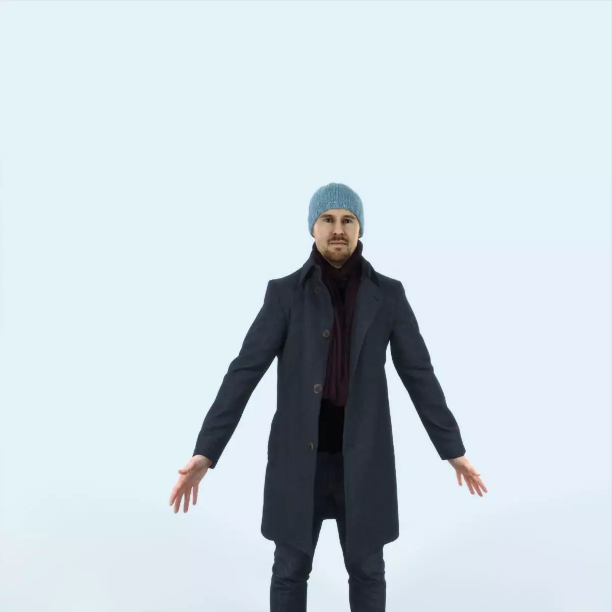 Master K Animated Rigged Winter Coat Business Man Low-poly 3D model_0