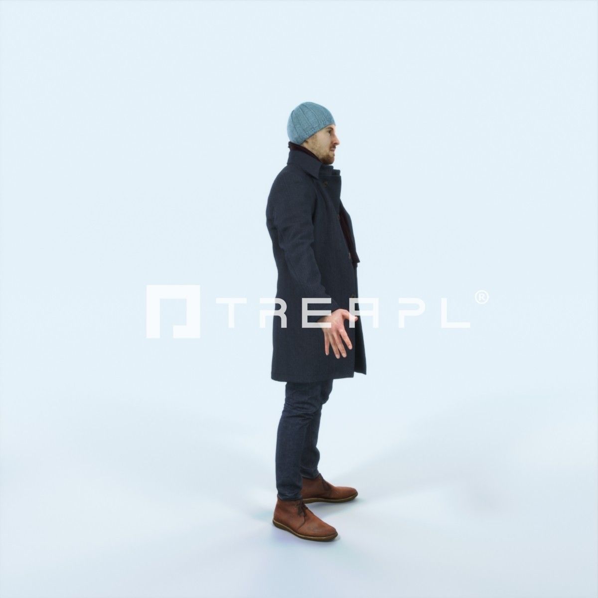 Master K Animated Rigged Winter Coat Business Man Low-poly 3D model_2