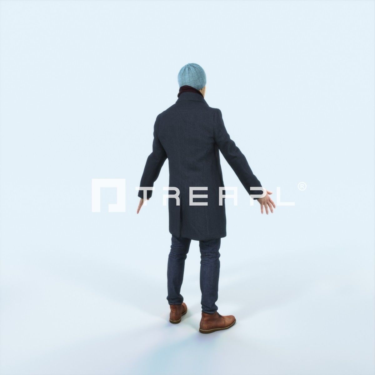 Master K Animated Rigged Winter Coat Business Man Low-poly 3D model_3