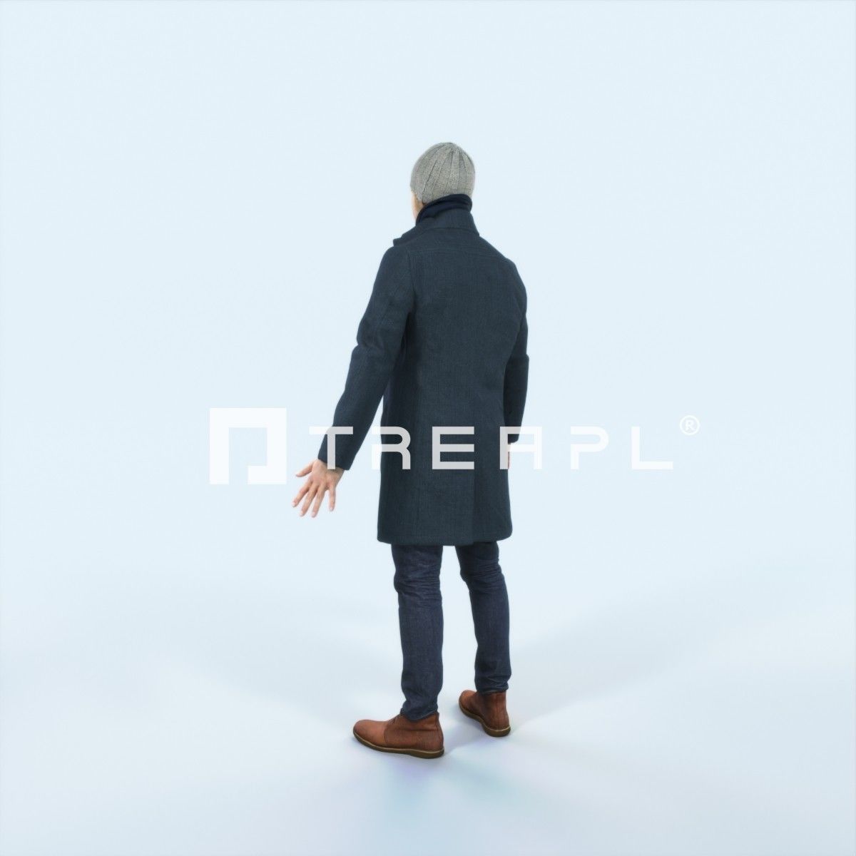 Master J Animated Rigged Winter Coat Business Man Low-poly 3D model_4