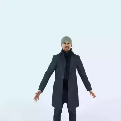 Master J Animated Rigged Winter Coat Business Man