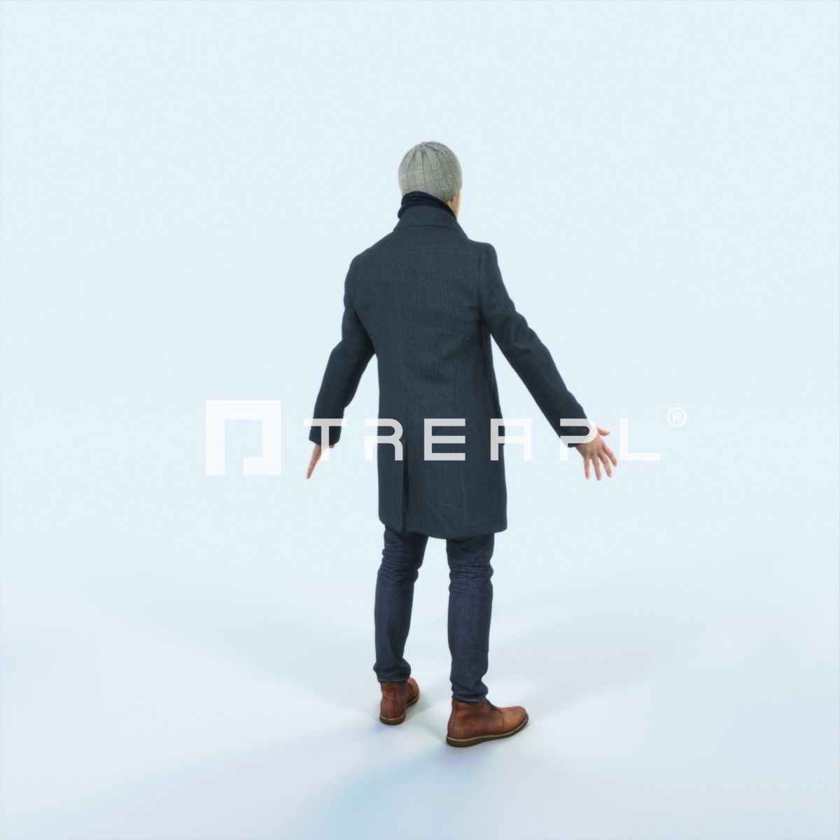 Master J Animated Rigged Winter Coat Business Man Low-poly 3D model_3