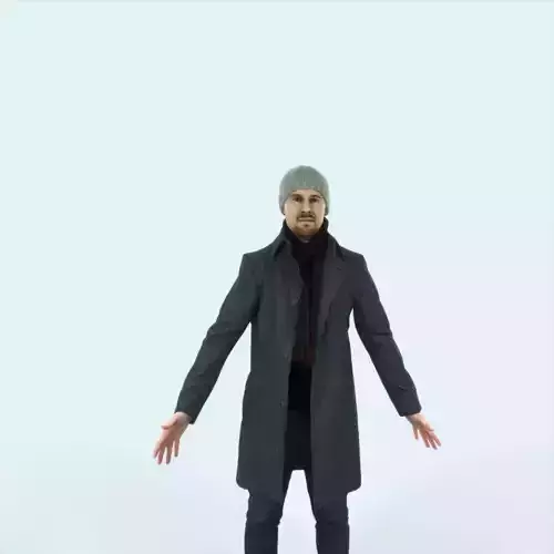Master I Animated Rigged Winter Coat Business Man Low-poly 3D model