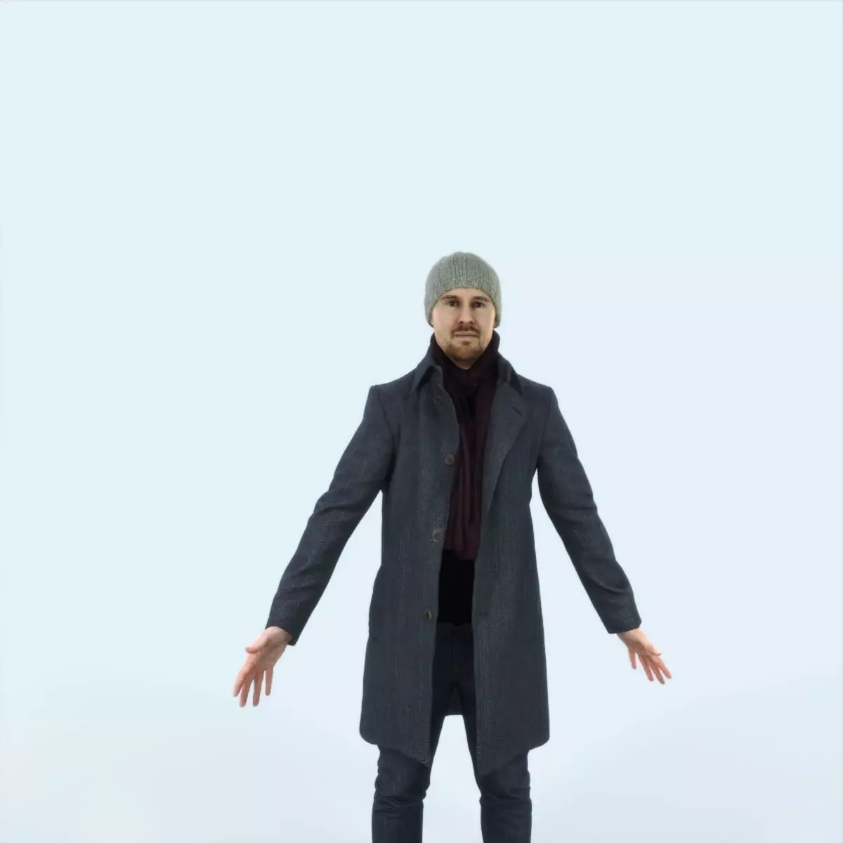 Master I Animated Rigged Winter Coat Business Man Low-poly 3D model_0