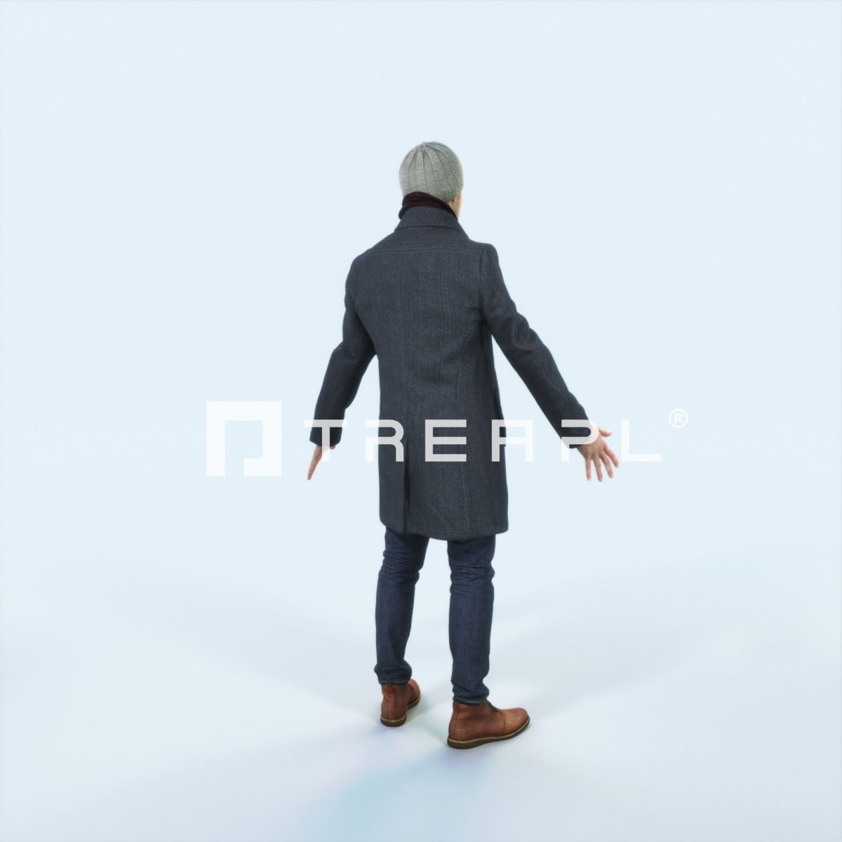 Master I Animated Rigged Winter Coat Business Man Low-poly 3D model_3