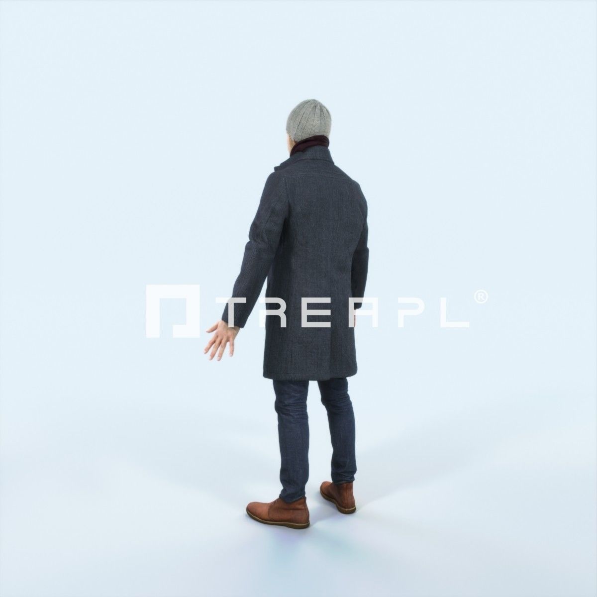 Master I Animated Rigged Winter Coat Business Man Low-poly 3D model_4