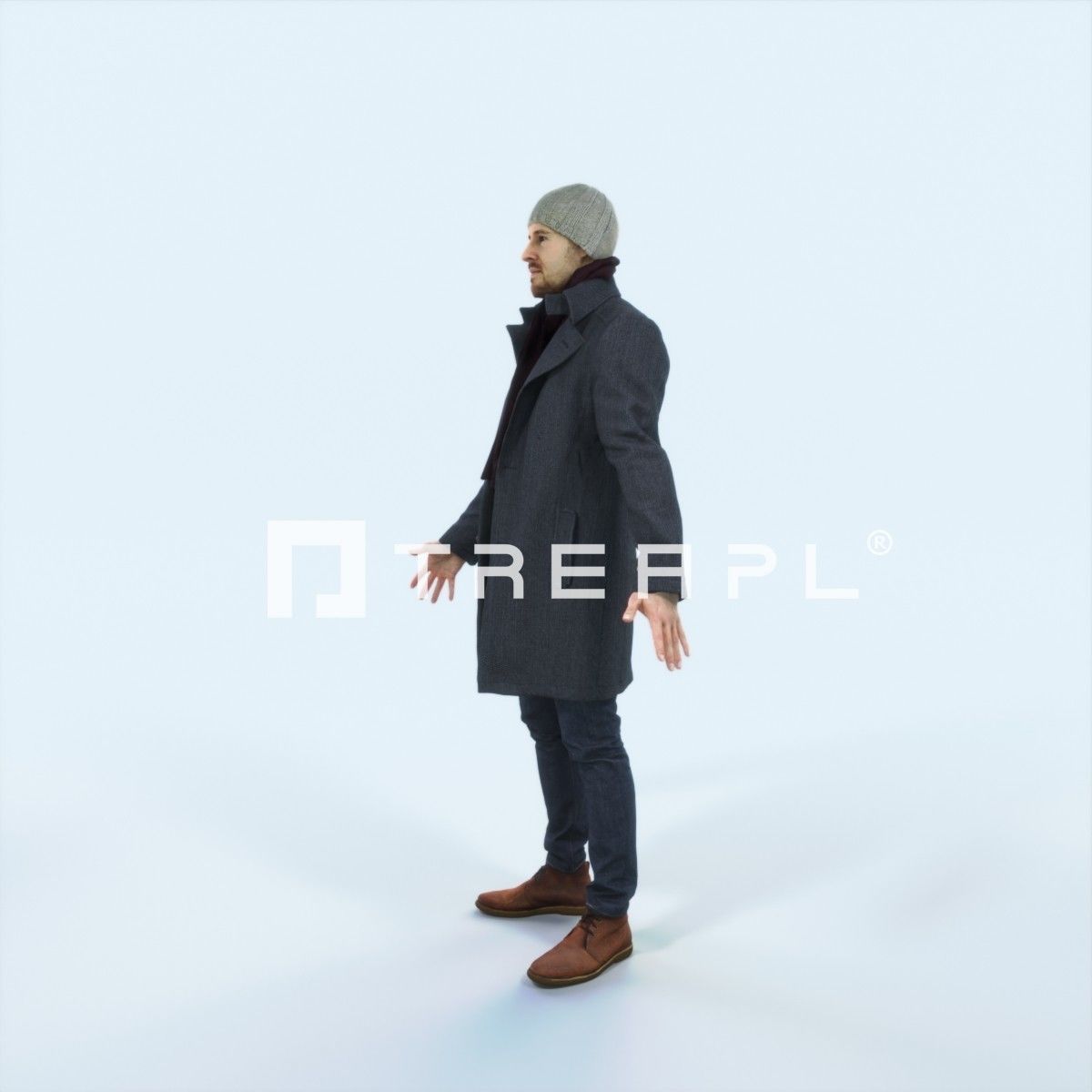 Master I Animated Rigged Winter Coat Business Man Low-poly 3D model_5
