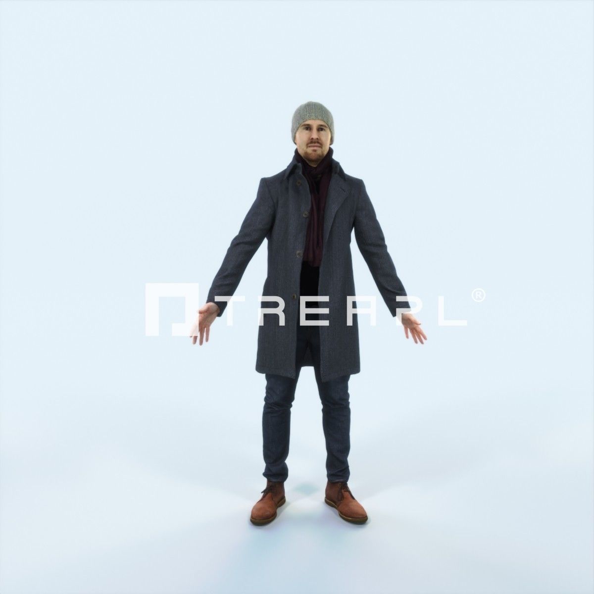 Master I Animated Rigged Winter Coat Business Man Low-poly 3D model_1