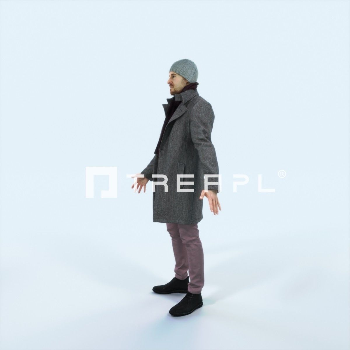 Master G Animated Rigged Winter Coat Business Man Low-poly 3D model_5