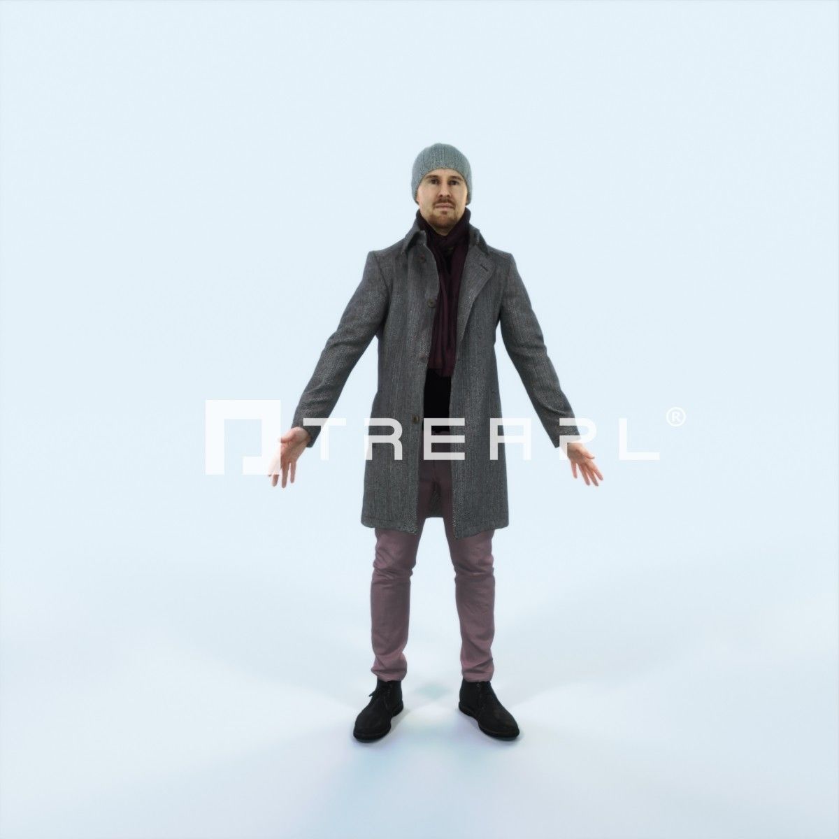 Master G Animated Rigged Winter Coat Business Man Low-poly 3D model_1