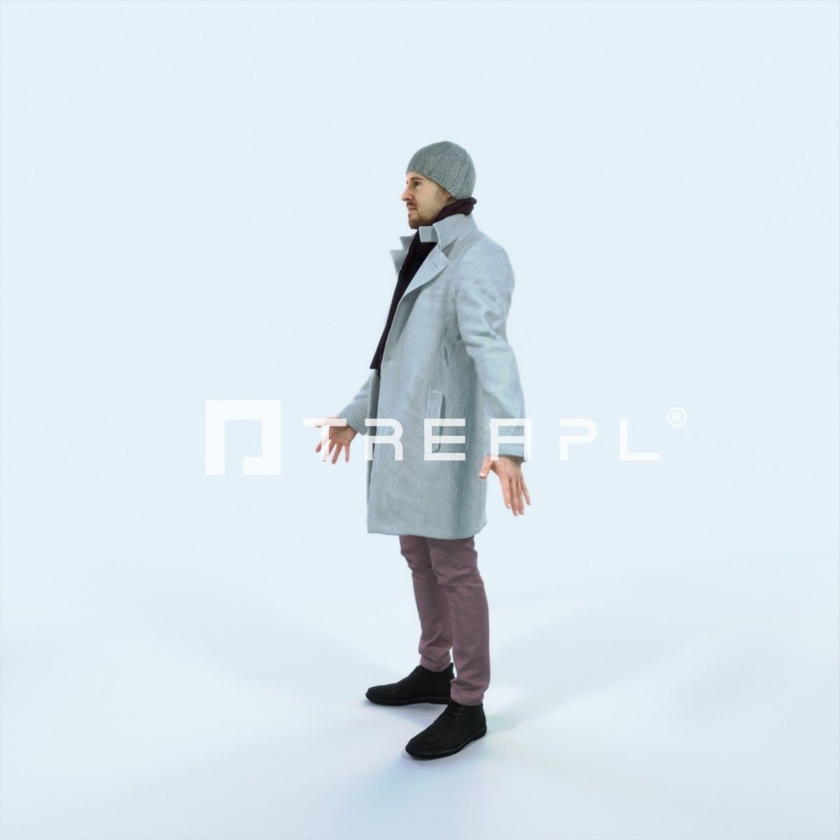 Master F Animated Rigged Winter Coat Business Man Low-poly 3D model_5