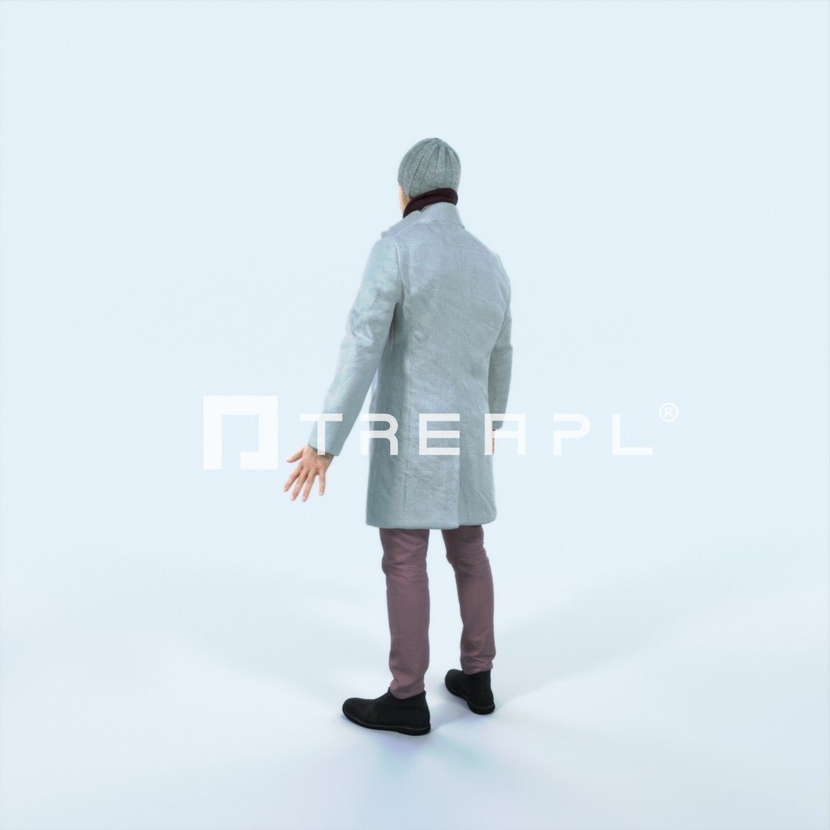 Master F Animated Rigged Winter Coat Business Man Low-poly 3D model_4