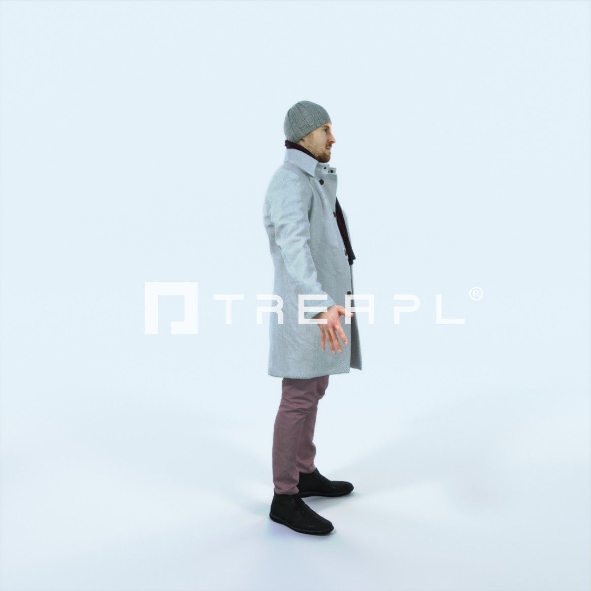 Master F Animated Rigged Winter Coat Business Man Low-poly 3D model_2