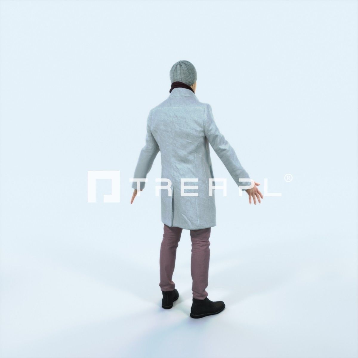 Master F Animated Rigged Winter Coat Business Man Low-poly 3D model_3