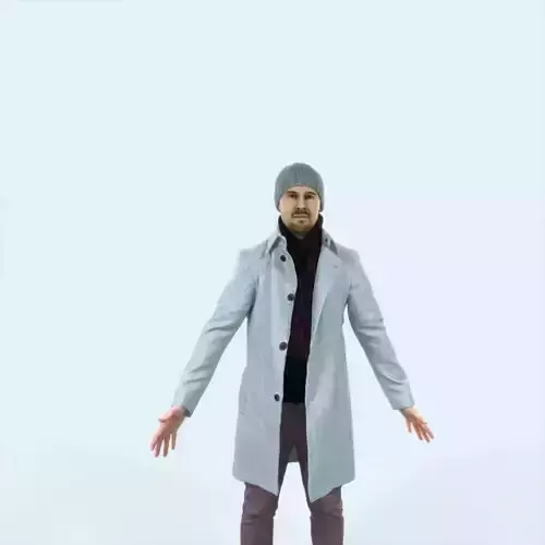 Master F Animated Rigged Winter Coat Business Man Low-poly 3D model