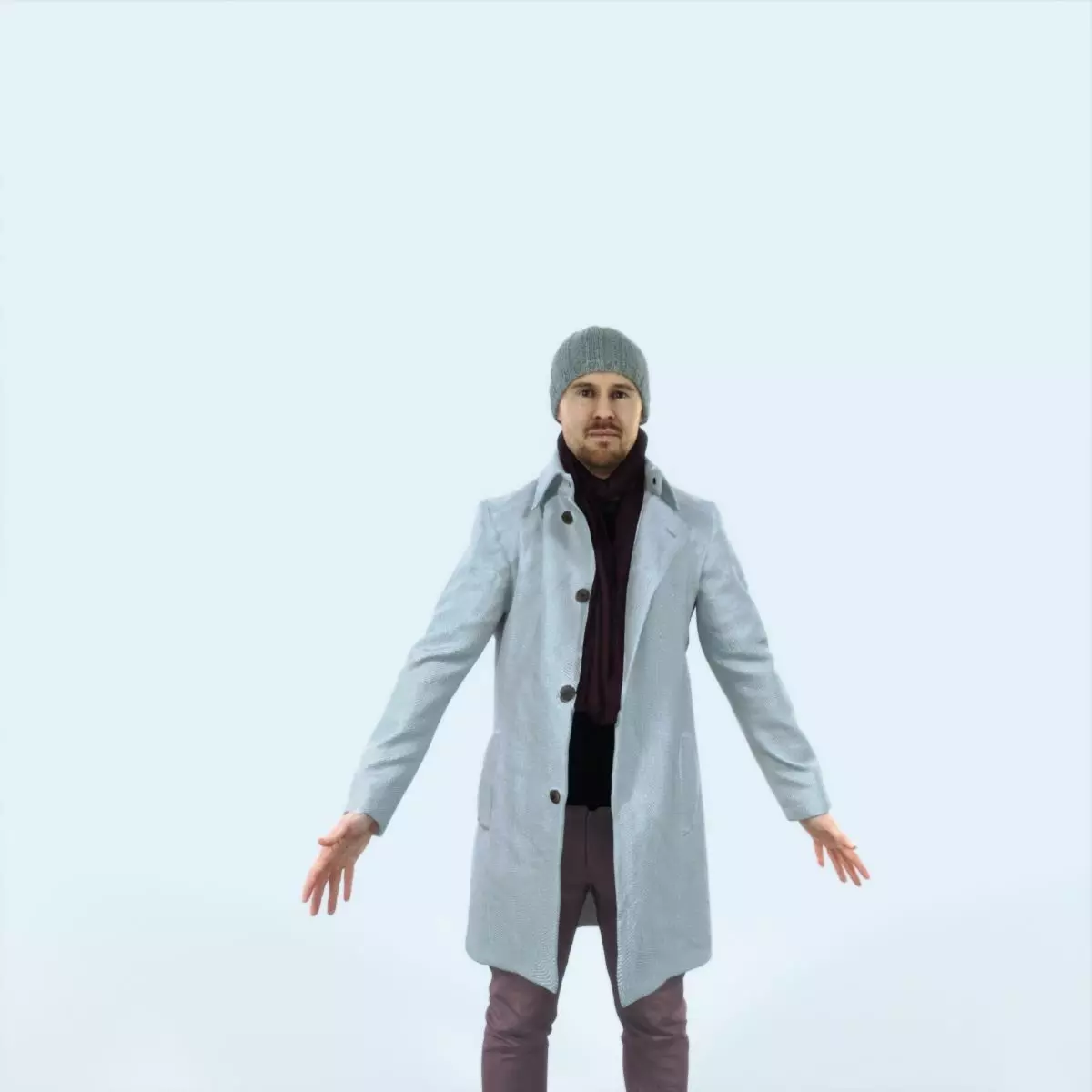 Master F Animated Rigged Winter Coat Business Man Low-poly 3D model_0
