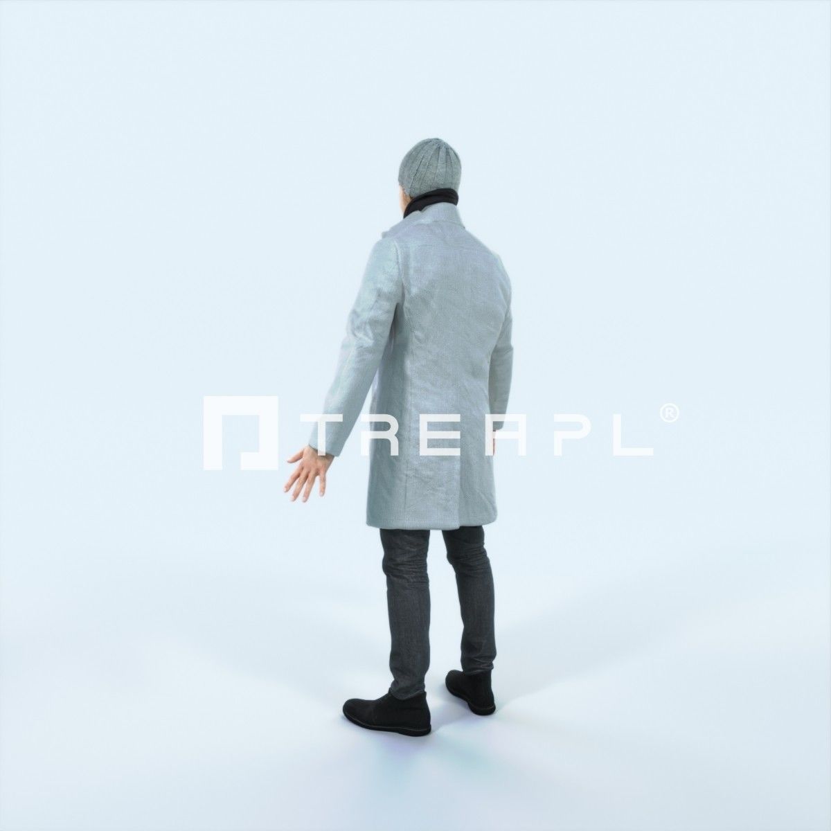 Master D Animated Rigged Winter Coat Business Man Low-poly 3D model_4