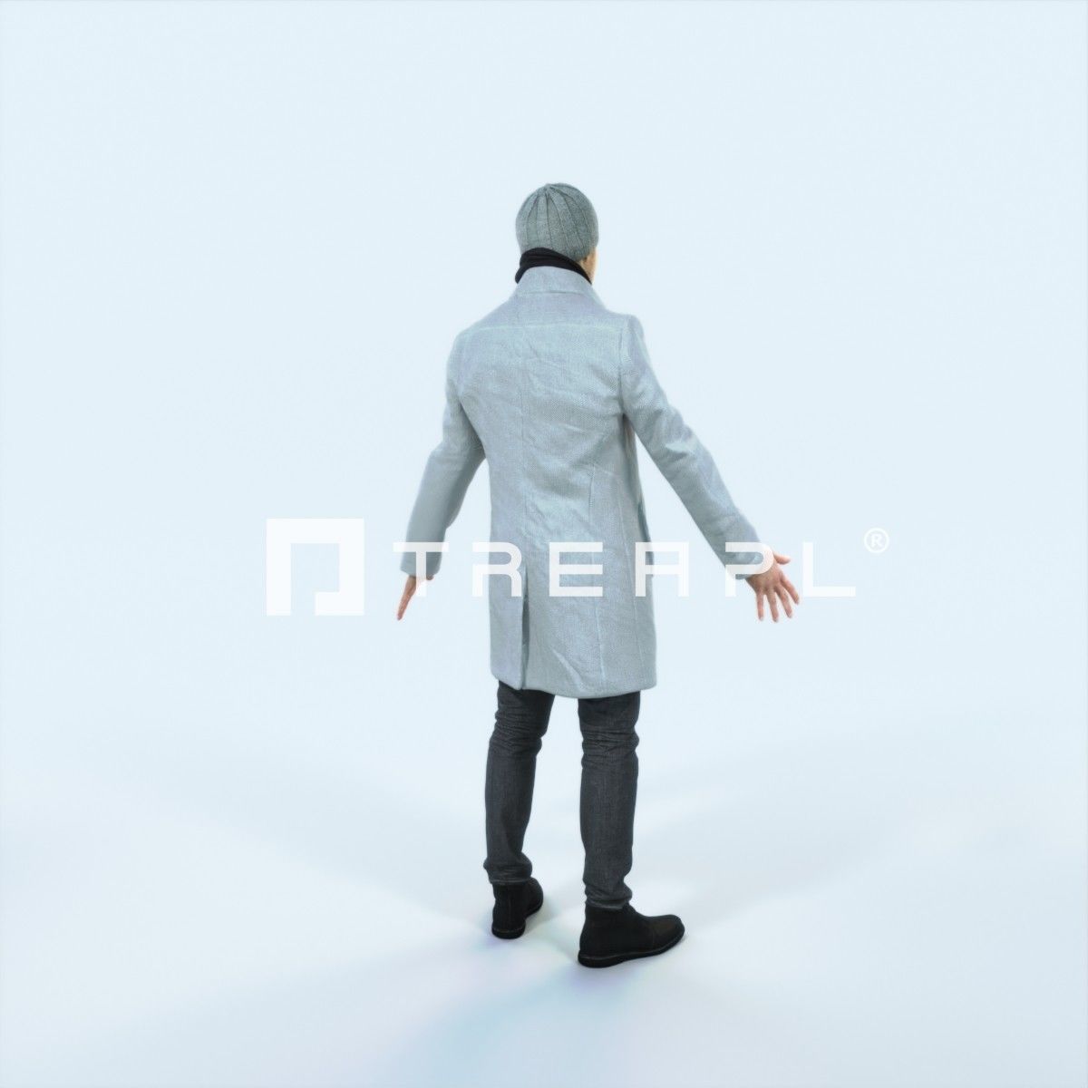 Master D Animated Rigged Winter Coat Business Man Low-poly 3D model_3