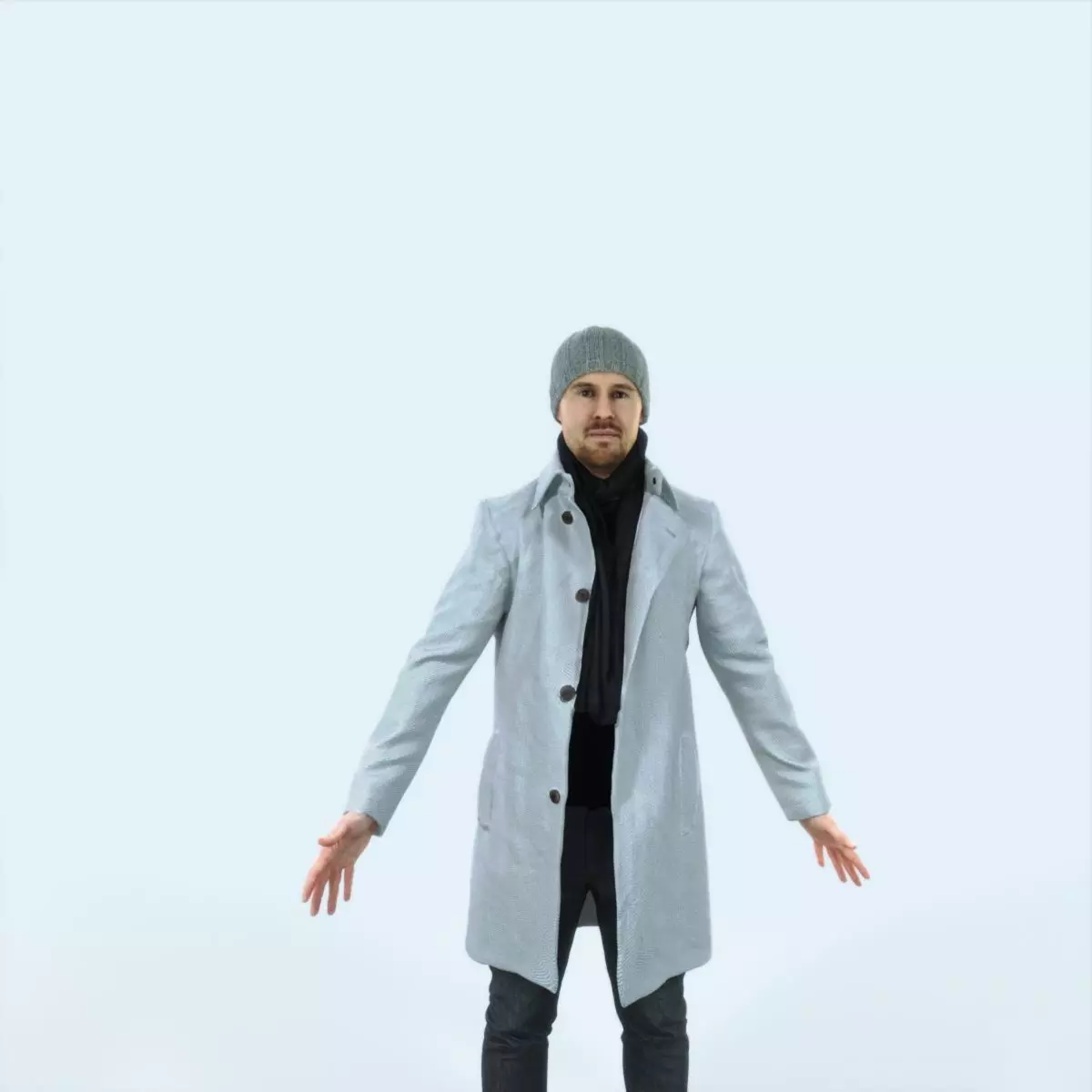 Master D Animated Rigged Winter Coat Business Man Low-poly 3D model_0