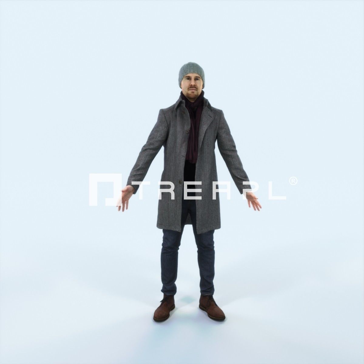 Master A Animated Rigged Winter Coat Business Man Low-poly 3D model_1