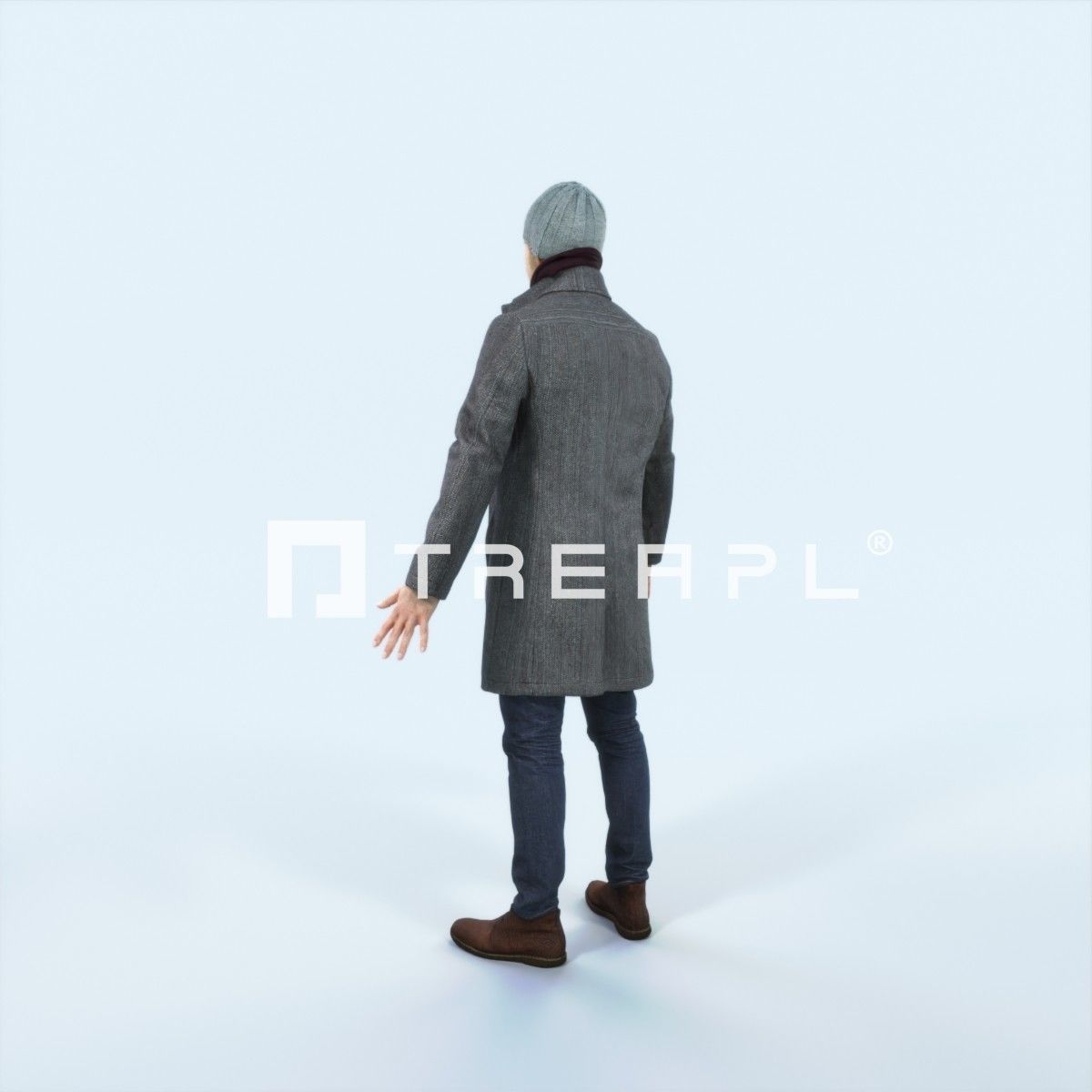 Master A Animated Rigged Winter Coat Business Man Low-poly 3D model_4