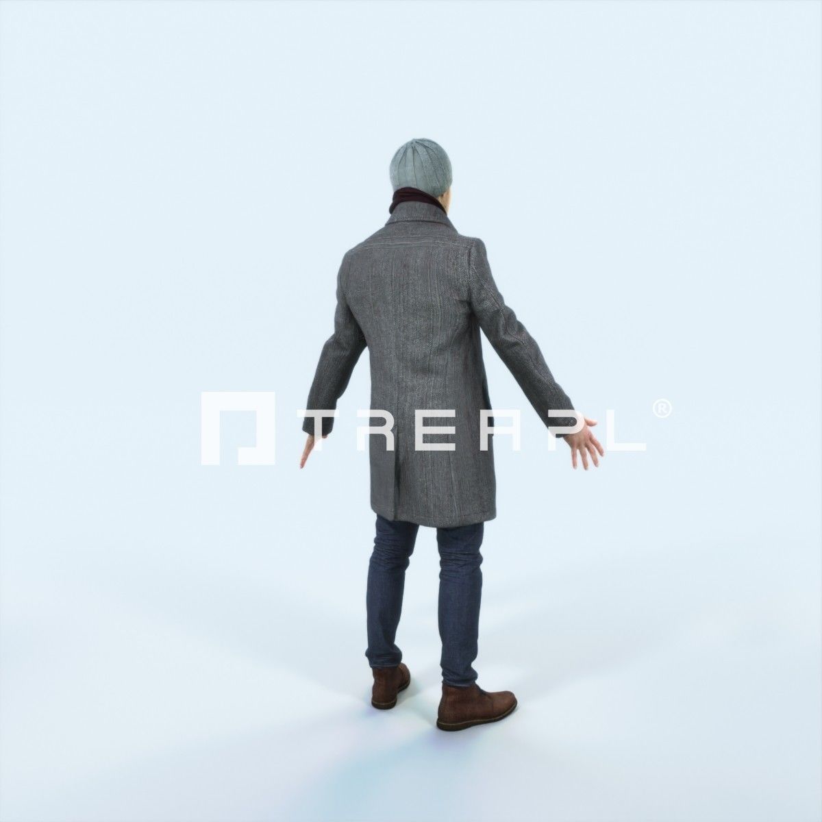 Master A Animated Rigged Winter Coat Business Man Low-poly 3D model_3