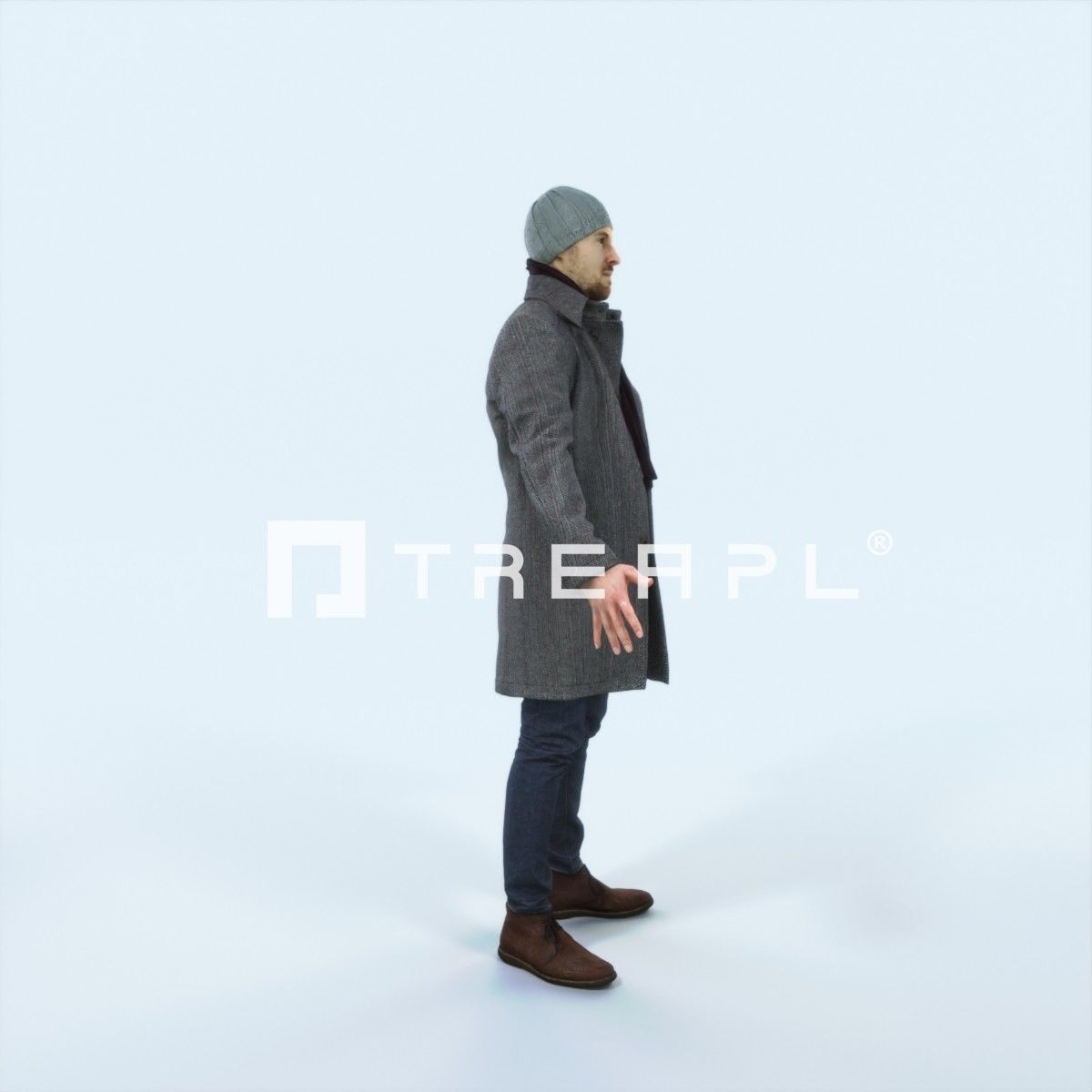 Master A Animated Rigged Winter Coat Business Man Low-poly 3D model_2
