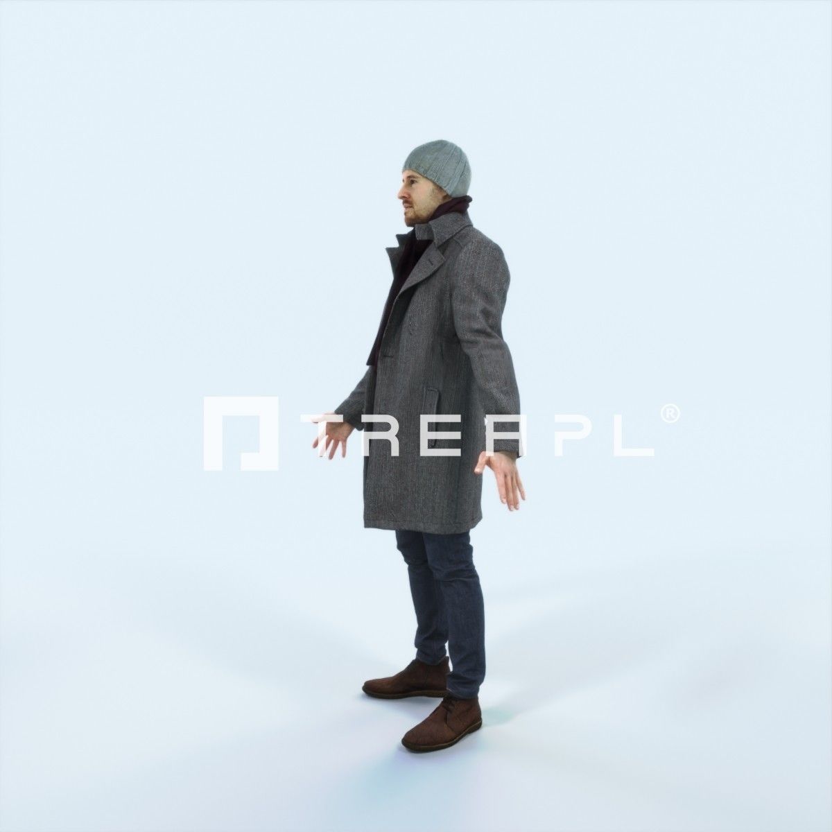 Master A Animated Rigged Winter Coat Business Man Low-poly 3D model_5