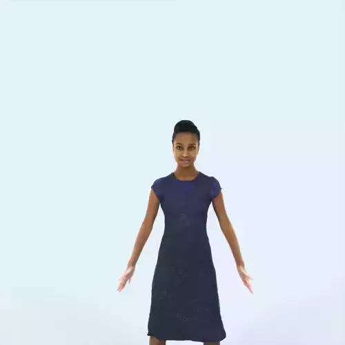 May 01E Animated Rigged African American Event Elegant Woman