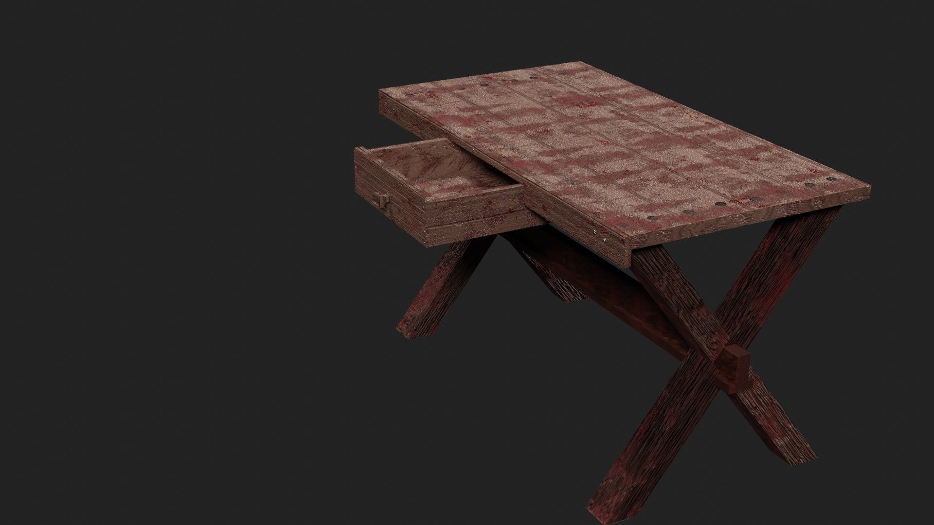 Butcher Dark Legacy  Slaughter Table Stained Pig Human Carvings Low-poly 3D model_7