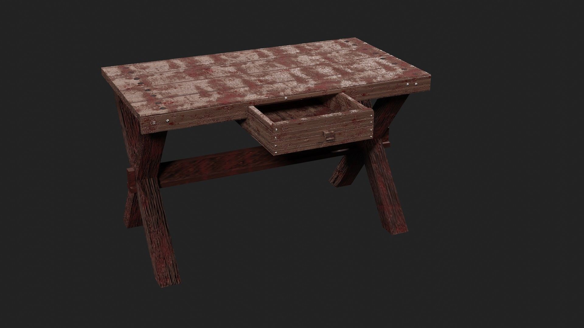 Butcher Dark Legacy  Slaughter Table Stained Pig Human Carvings Low-poly 3D model_6