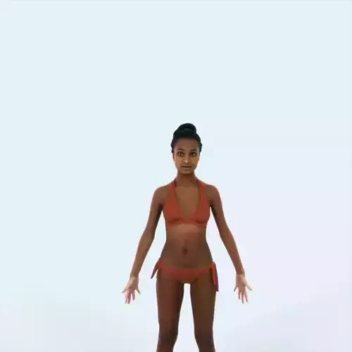 May I Beach Animated Rigged African American Sports Woman Low-poly 3D model