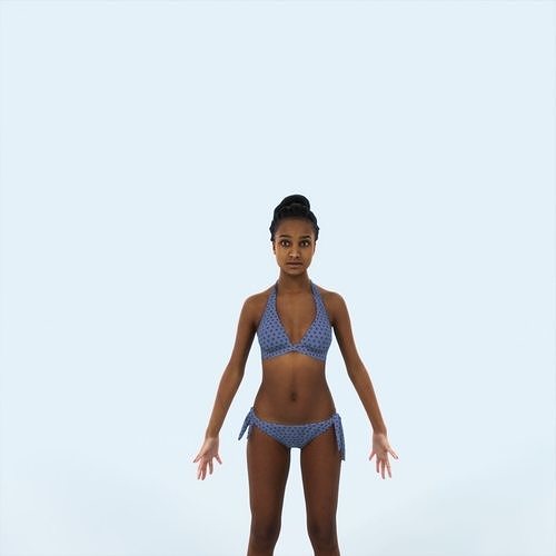 May G Beach Animated Rigged African American Sports Woman Low-poly 3D model