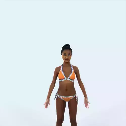 May A Beach Animated Rigged African American Sports Woman Low-poly 3D model