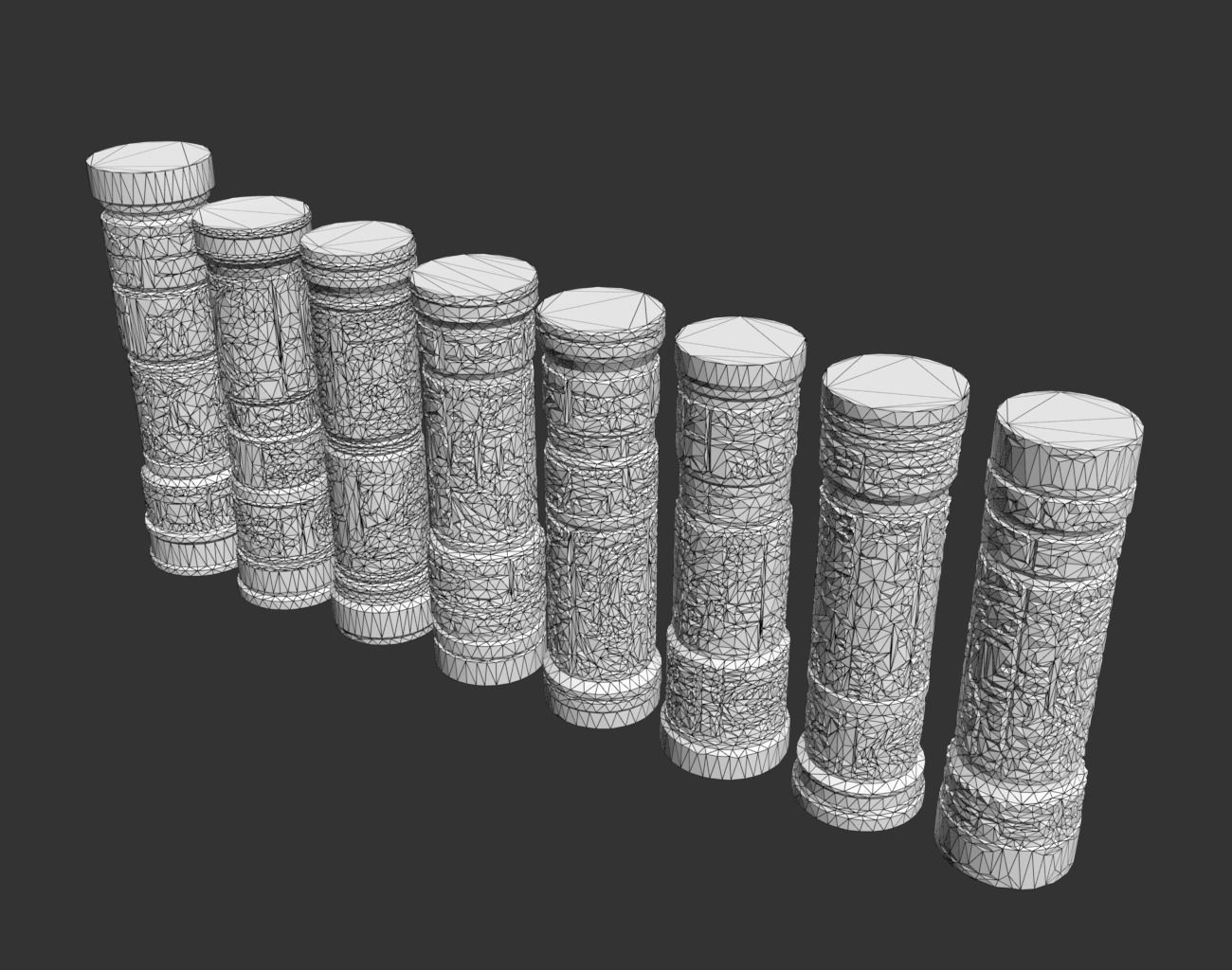 High poly Gray Mayan Temple Pillar 230812 3D model_4