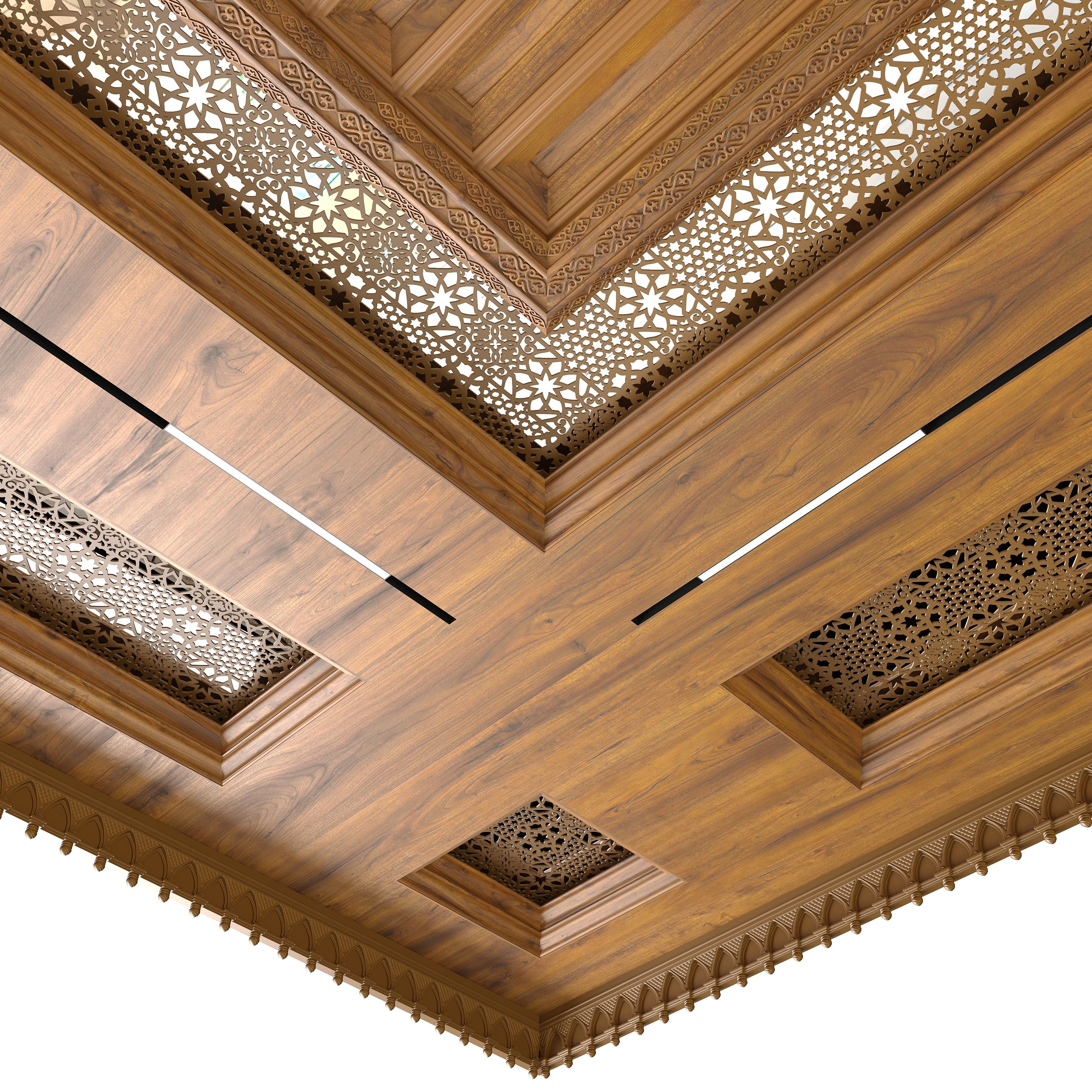 Wooden Ceiling In Oriental Style 5x8 3D model_5